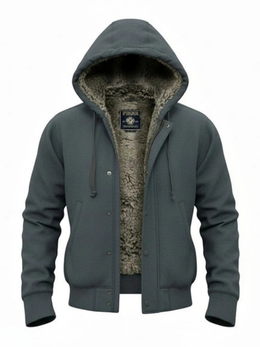 PINK Faux-Fur-Lined Hoodie in Gray Size Medium